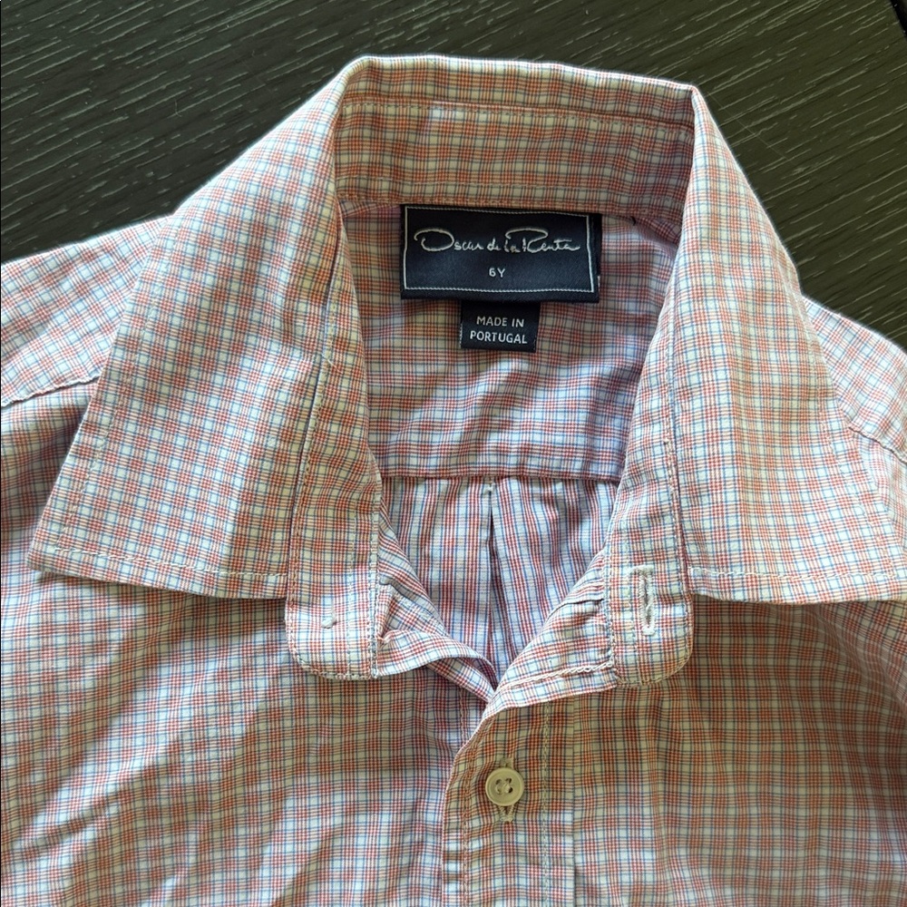 Oscar de la Renta boys Pink Plaid Button-Up Shirt 6y